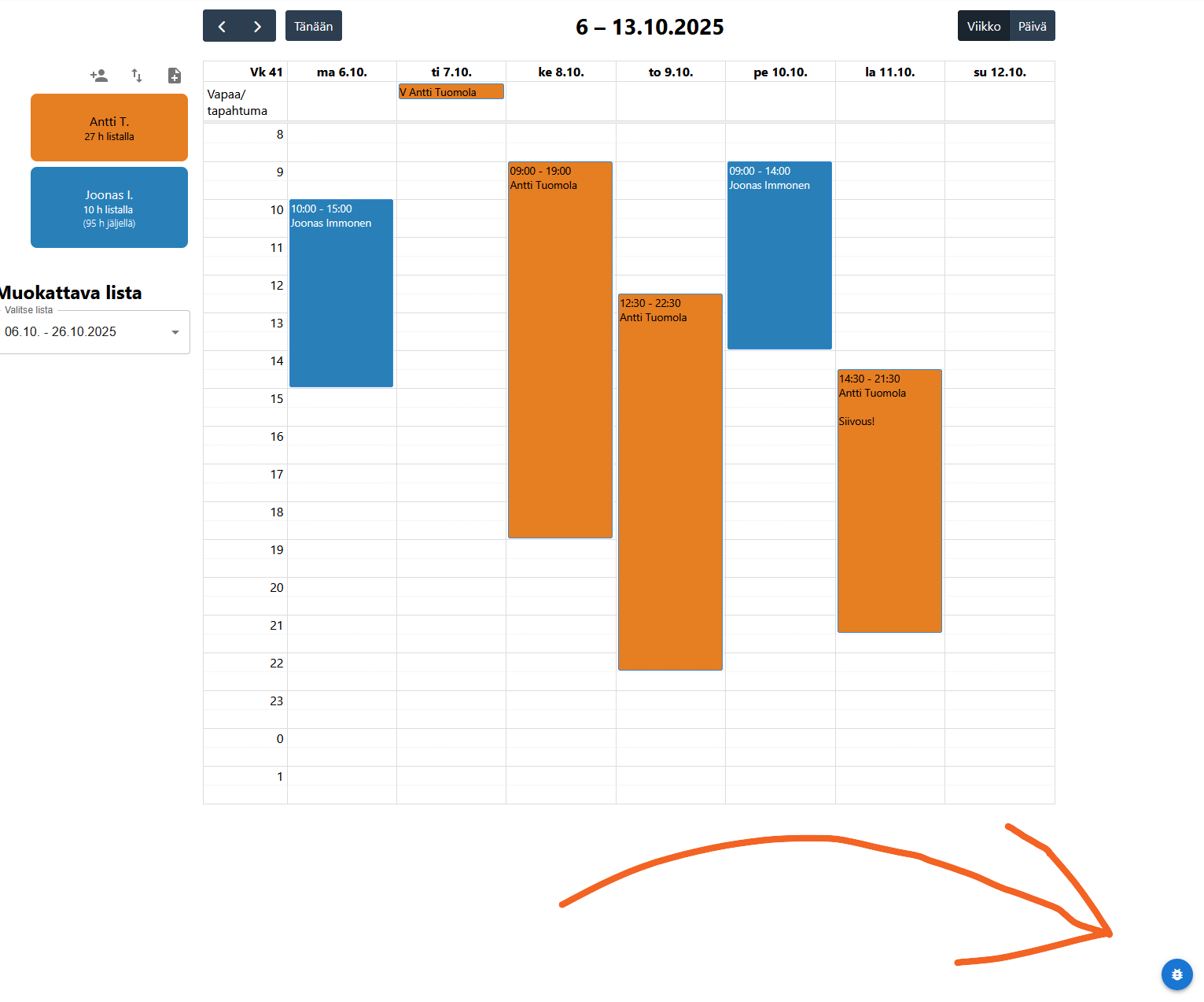 Ilmoita ongelmasta -painike ja ikkuna.
